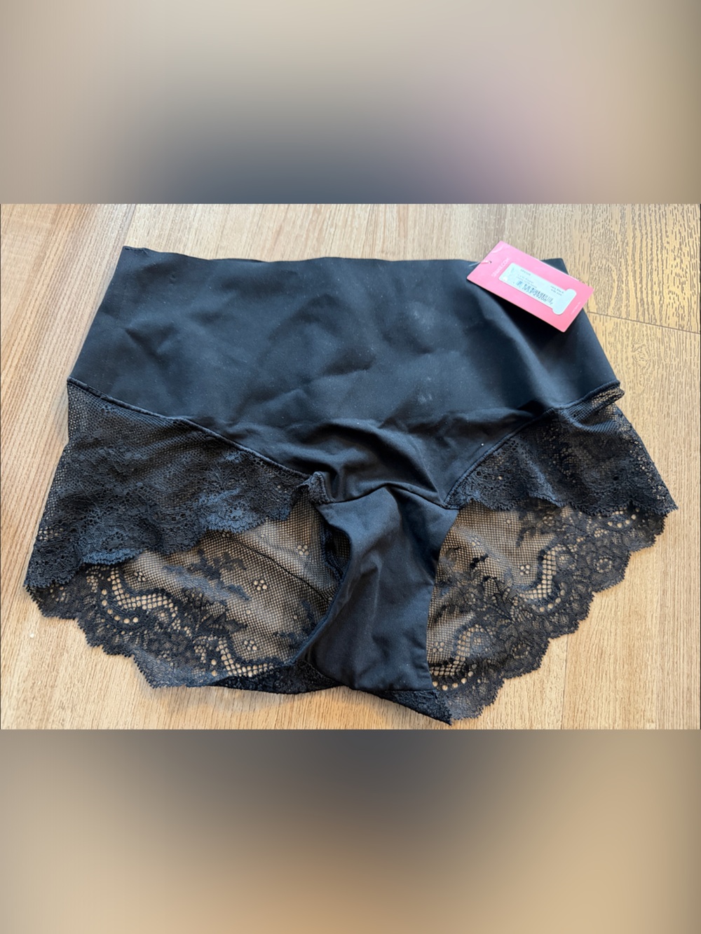 NWT SPANX Black Lace-Trim Seamless High-Waist Brief size m